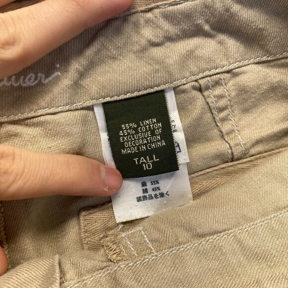 Eddie Bauer Pants Womens 10 Tall Beige Linen Cargo Wide Leg,Pockets,Drawstring - Picture 9 of 16